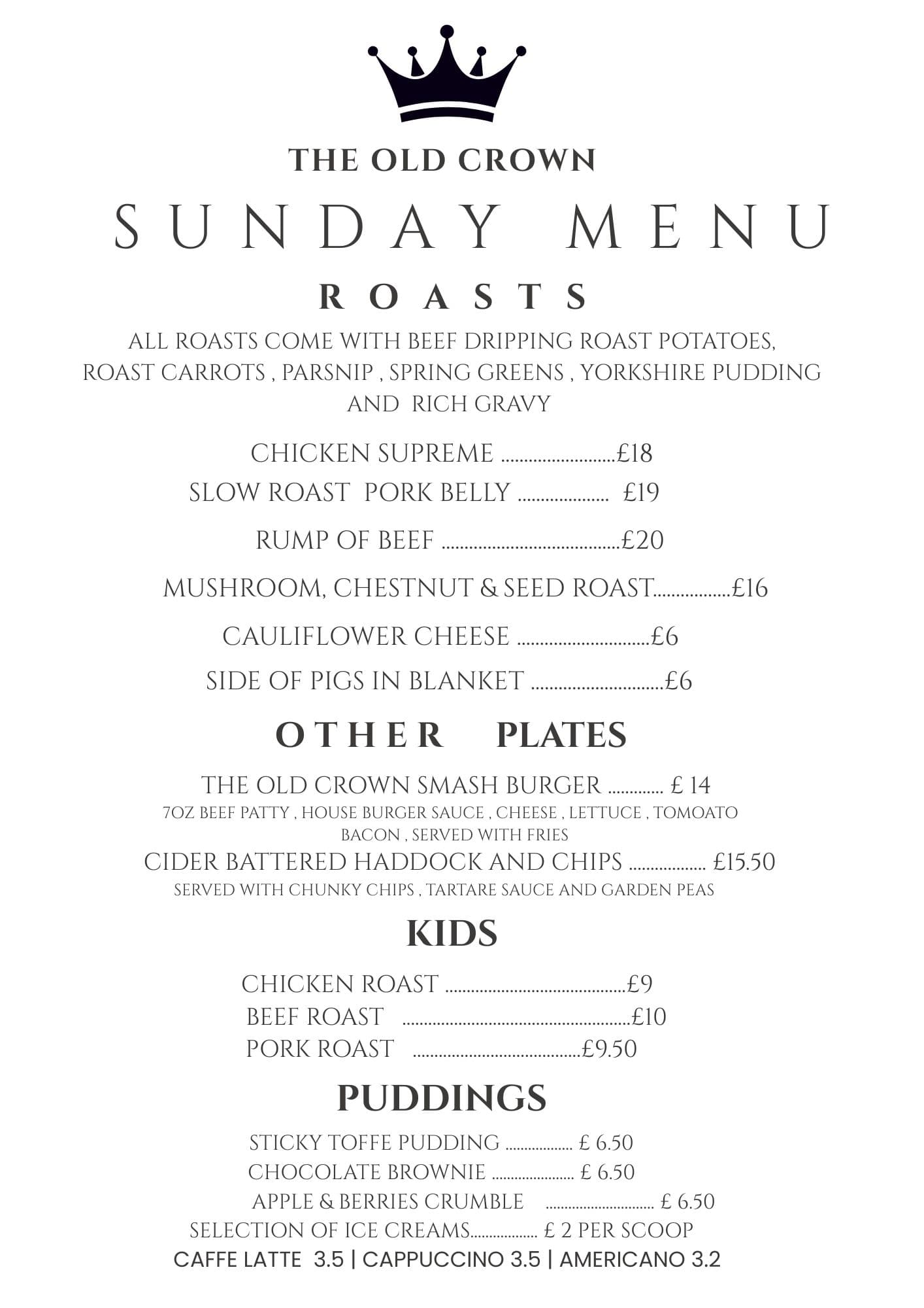 SUNDAY MENU